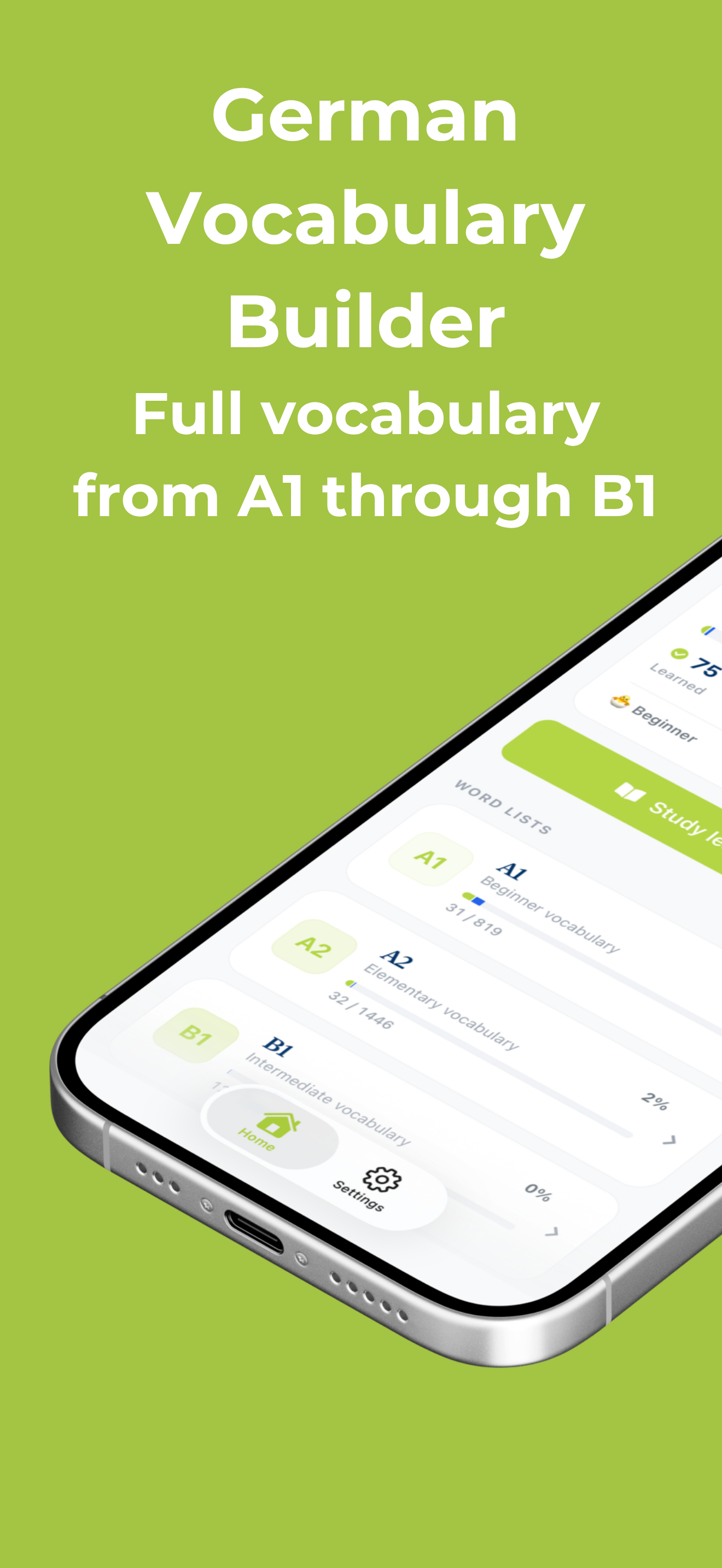 Goethe A1 to B1: Flashcards on an iPhone home screen