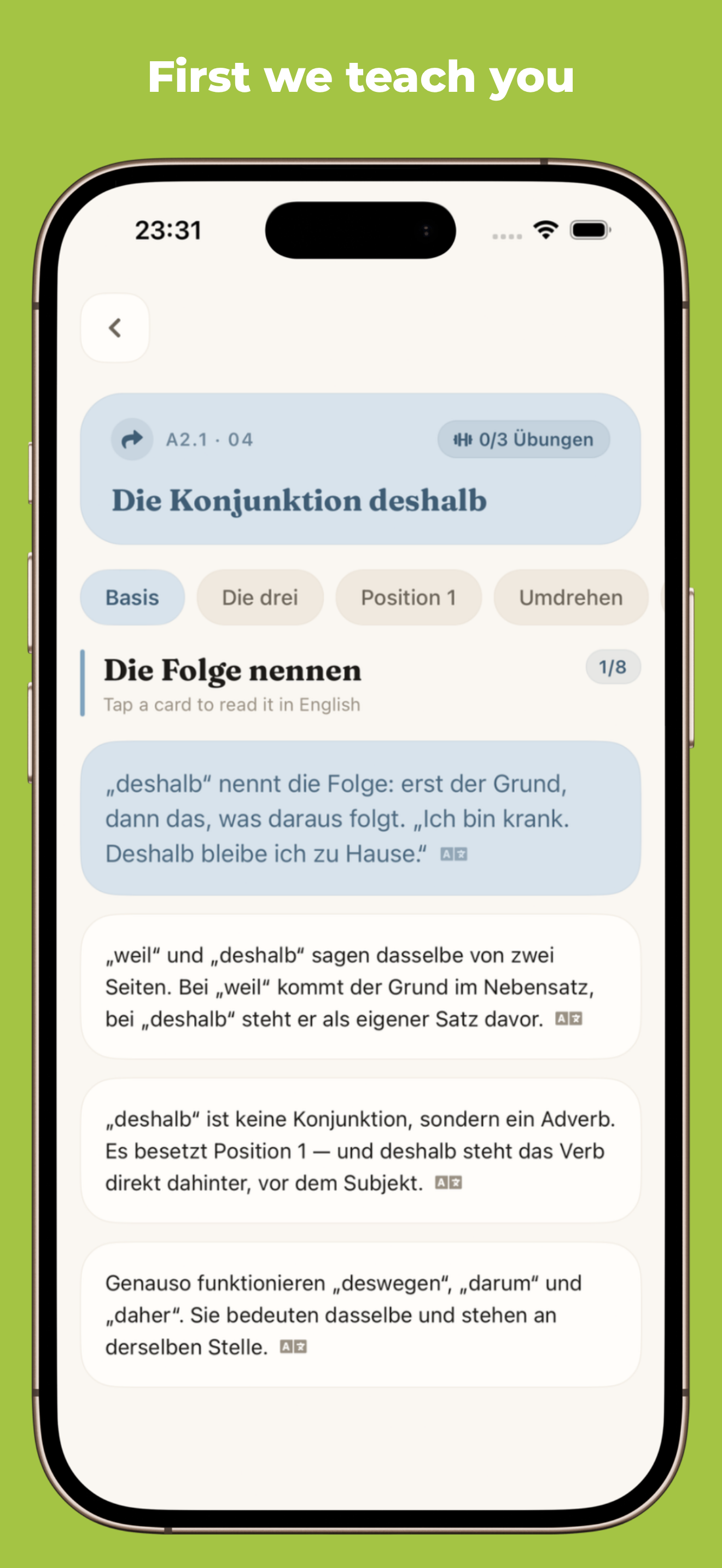 Fortschrittsanzeige in Goethe A2: German Grammar