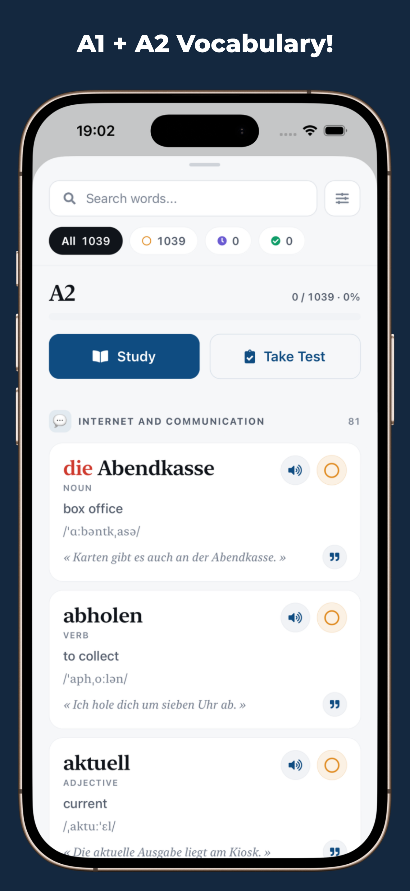 Progress tracking in telc A2