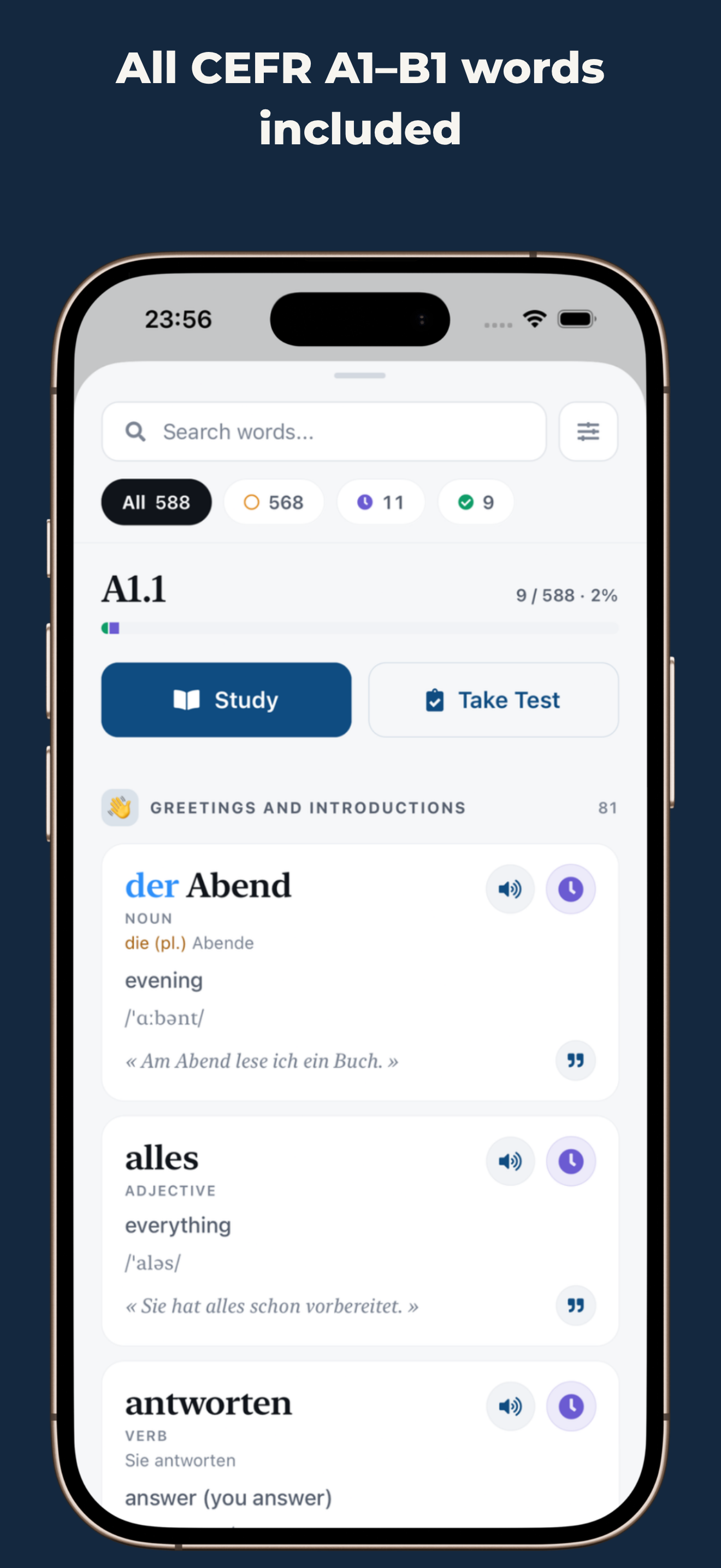 Progress tracking in telc A1 to B1: Flashcards